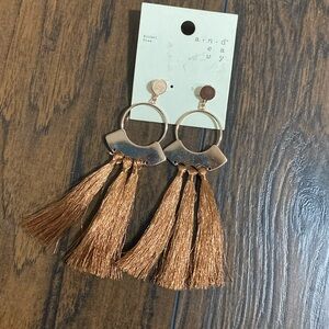Copper fringe dangle earrings
